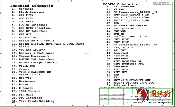 华为mate 10pro HL1BLAM VER.C 手机电路图