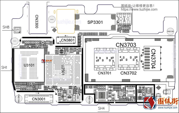 OPPO A37 2DA077主板元件位号图