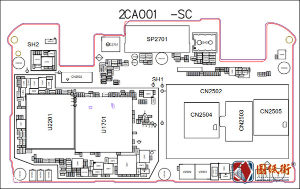 OPPO A59M 2CA001 -SC手机主板元件位号图