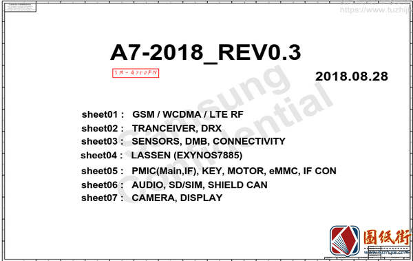 Samsung A7 SM-A750F A750FN A750G A750GN三星手机维修图纸+位号图