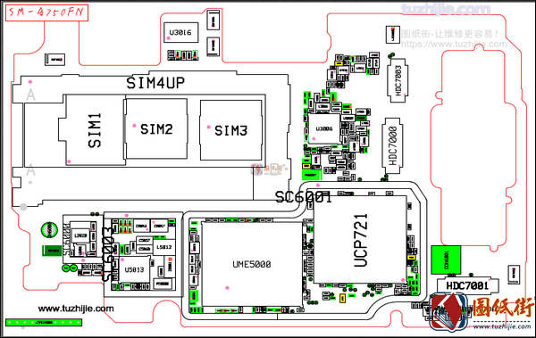 Samsung A7 SM-A750F A750FN A750G A750GN三星手机维修图纸+位号图