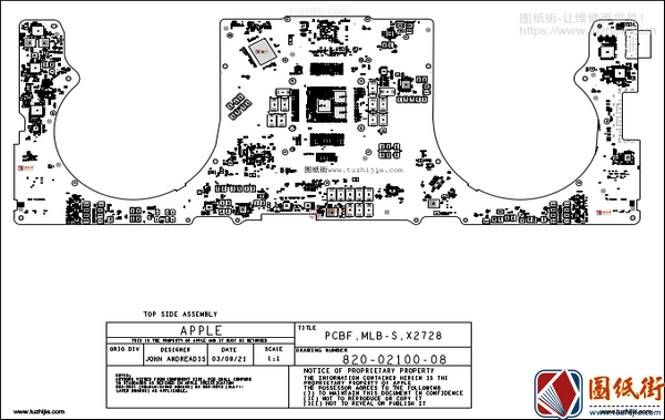 Apple MacBook Pro 14 X2728 820-02100 051-05641苹果笔记本主板点位图PDF