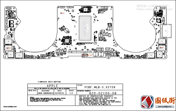 Apple MacBook Pro 14 X2728 820-02100 051-05641苹果笔记本主板点位图PDF