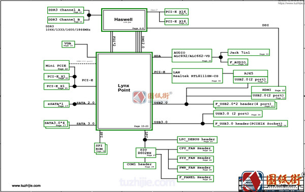 ECS Z87H3-LM REV 1.0精英主板电路原理图纸