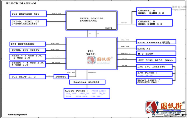 GA-B250M-D3H Rev 1.0技嘉主板电路图