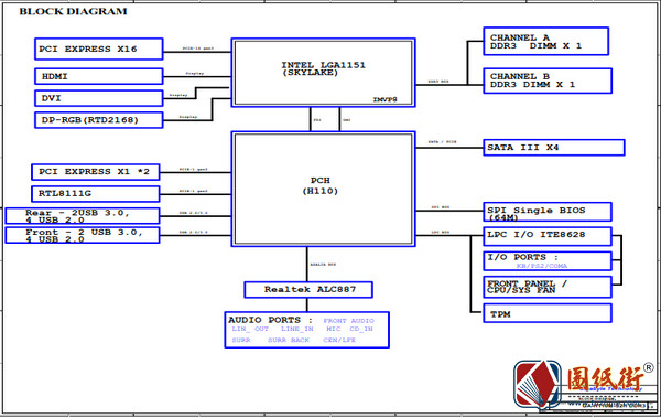 Gigabyte GA-H110M-S2H DDR3 Rev1.0技嘉主板电路原理图纸