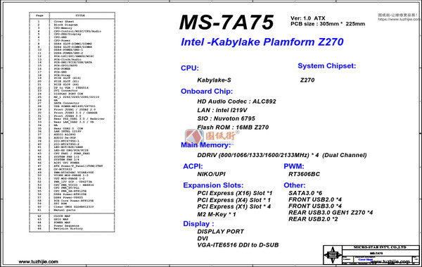 MSI Z270A PRO MS-7A75 Rev1.0微星主板图纸