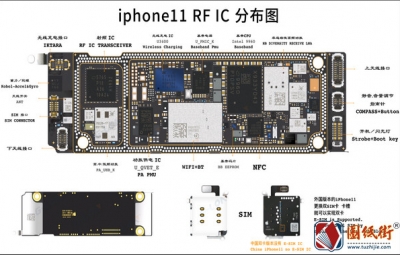 苹果iPhone11 RF IC 主板元件分布图