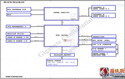 Gigabyte GA-B150M-D3VX-SI Rev1.0 1.1技嘉主板图纸